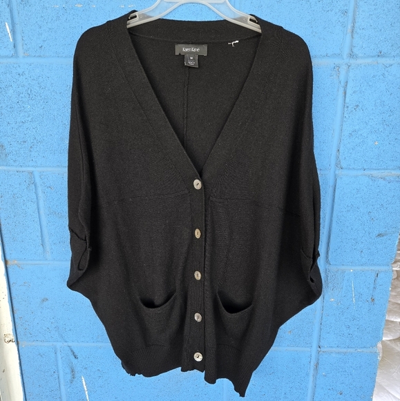 Karen Kane Sweaters - Karen Kane Women's cocoon short sleeve black cardigan Marino&Sheep wool Sz M